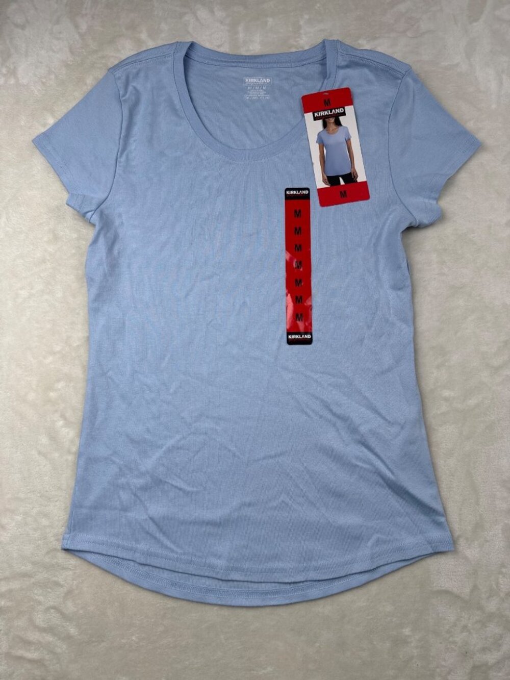 Kirkland Signature Womens Pima Cotton Tee Short-Sleeve Light Blue Medium